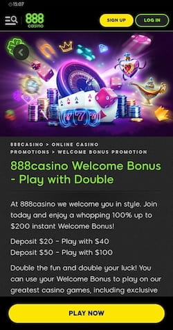 Welcome Bonus 888casino 100% Bonus