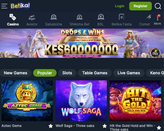 Betika Online Casino and Games