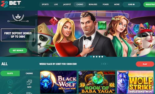 22bet casino slot page