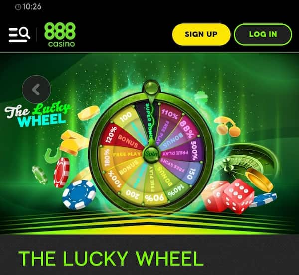 888casino Lucky Wheel promotion