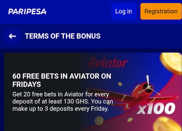 Paripesa 60 Free Bets In Aviator