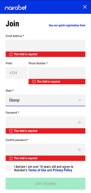 NairaVegas Registration form