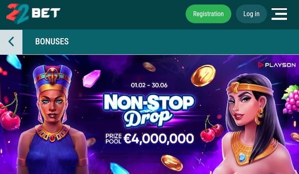 22bet Casino Non-Stop Drop Promo